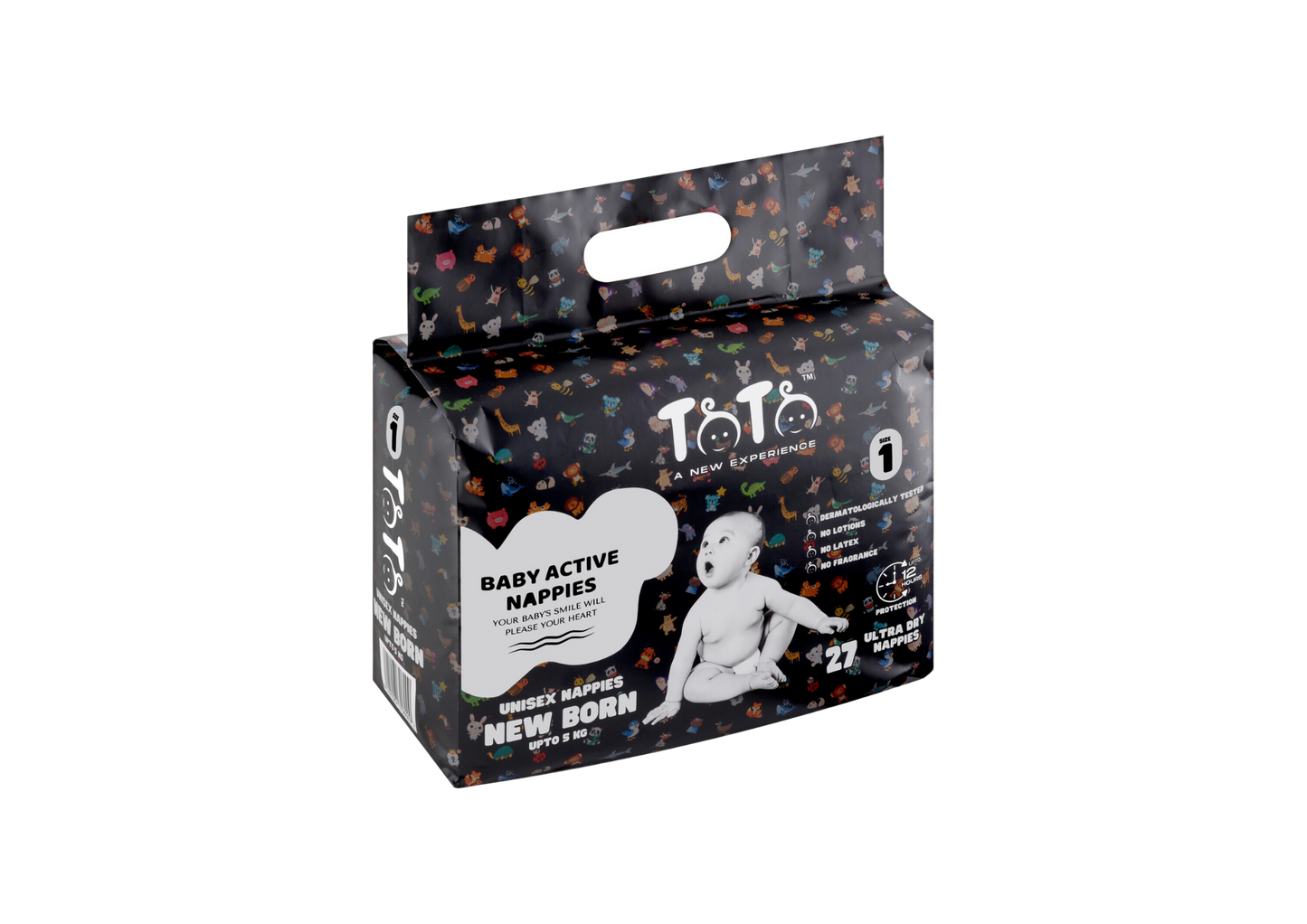 Toto Premium Nappies for Newborn - Size 1 - 27 Nappies - Upto 5kg