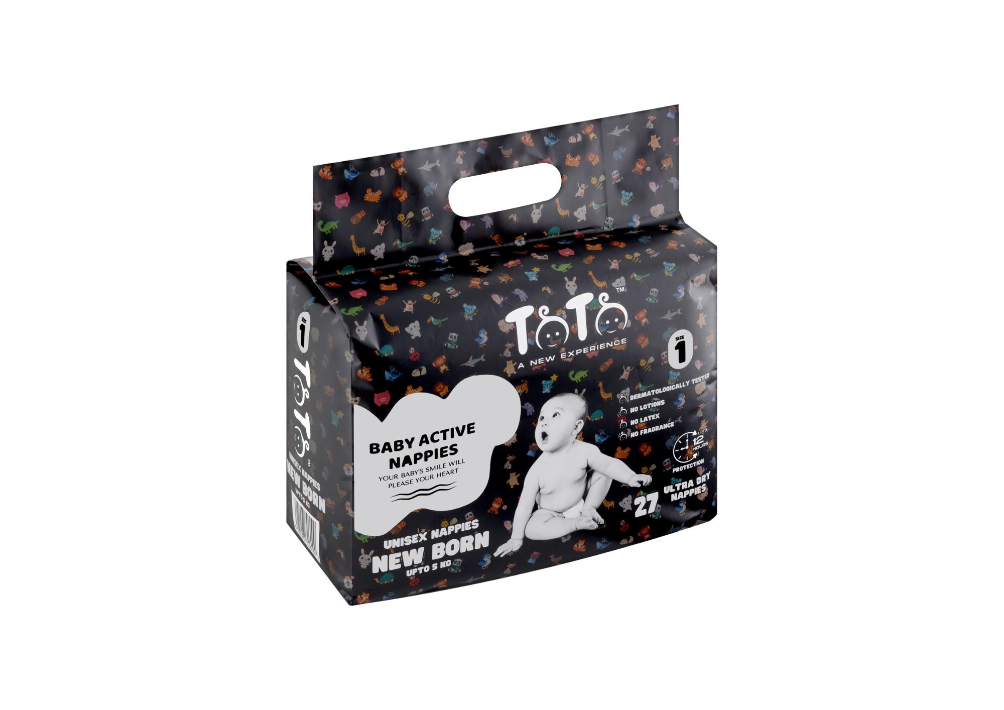 Toto Premium Nappies for Newborn - Size 1 - 27 Nappies - Upto 5kg