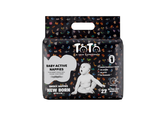 Toto Premium Nappies for Newborn - Size 1 - 27 Nappies - Upto 5kg