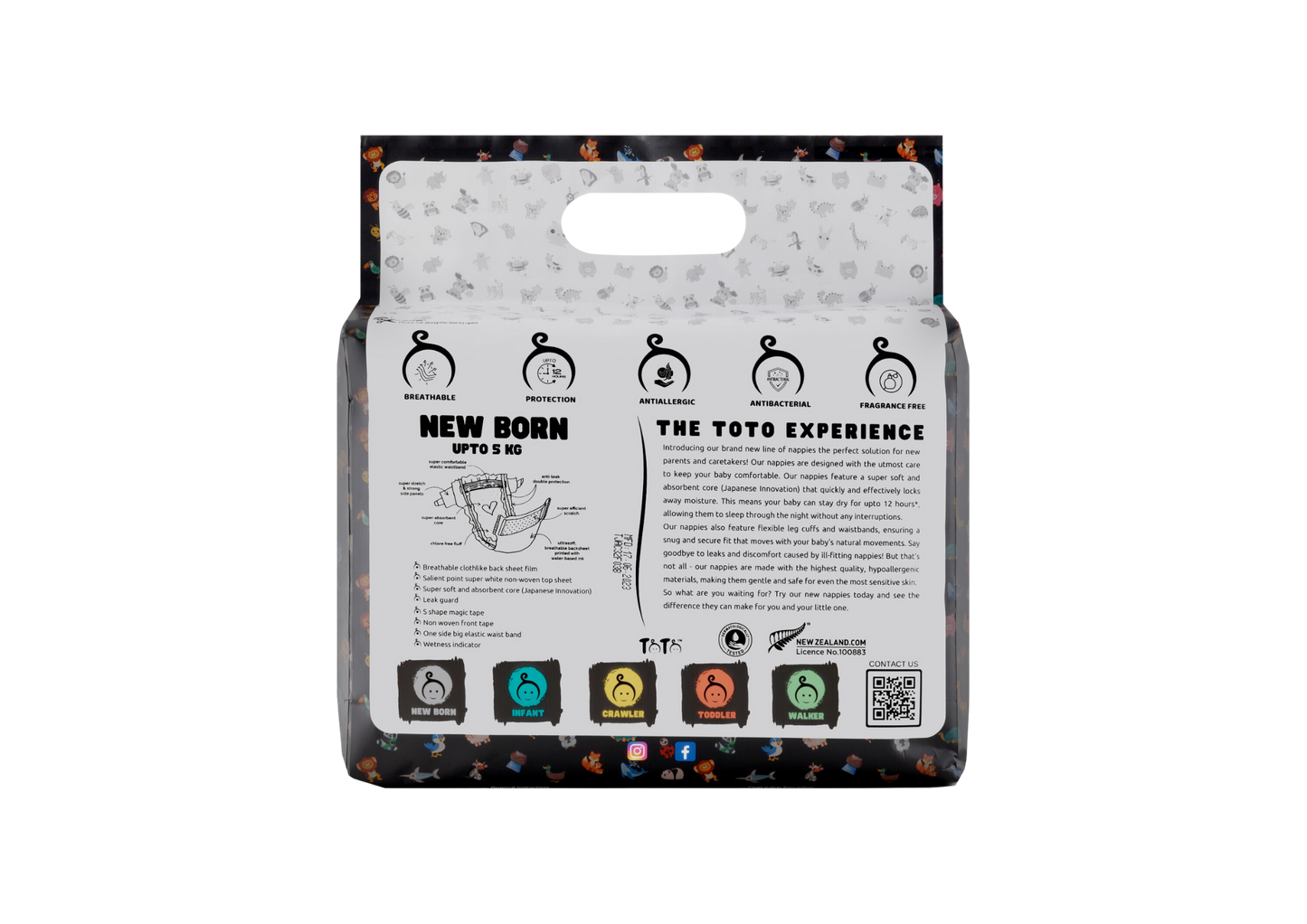 Toto Premium Nappies for Newborn - Size 1 - 27 Nappies - Upto 5kg