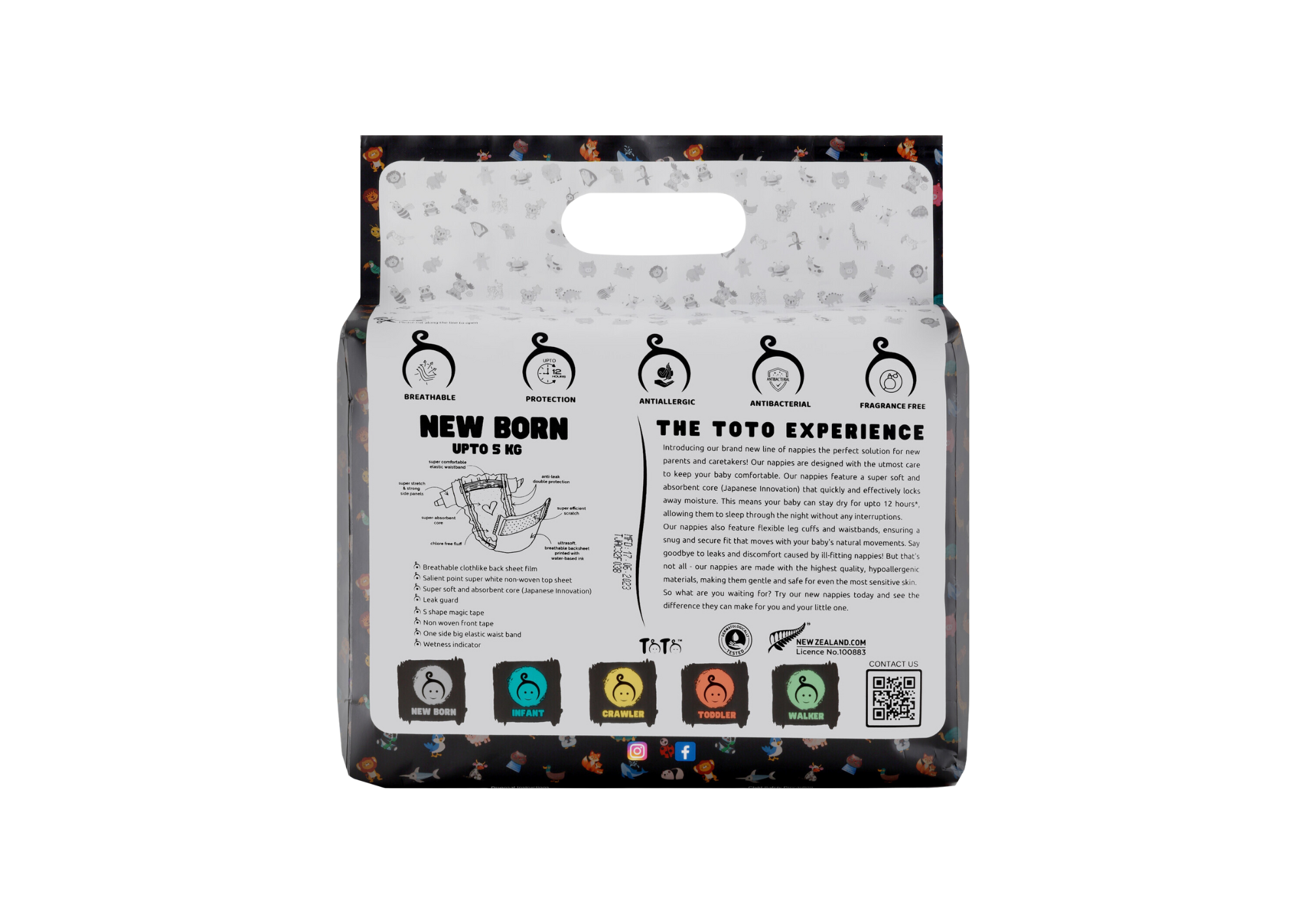 Toto Premium Nappies for Newborn - Size 1 - 27 Nappies - Upto 5kg