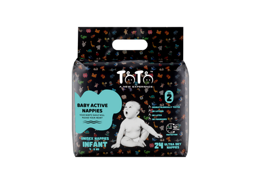 Toto Premium Nappies for Infant - Size 2 - 24 Nappies - 4 to 8kg