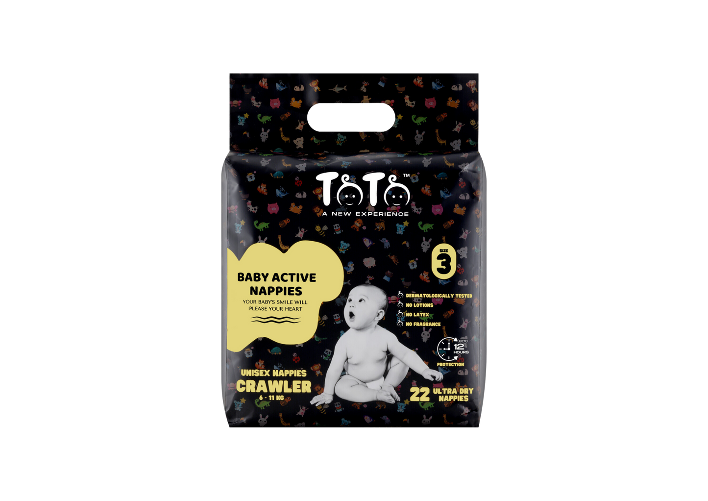 Toto Premium Nappies for Crawler - Size 3 - 22 Nappies - 6 to 11kg