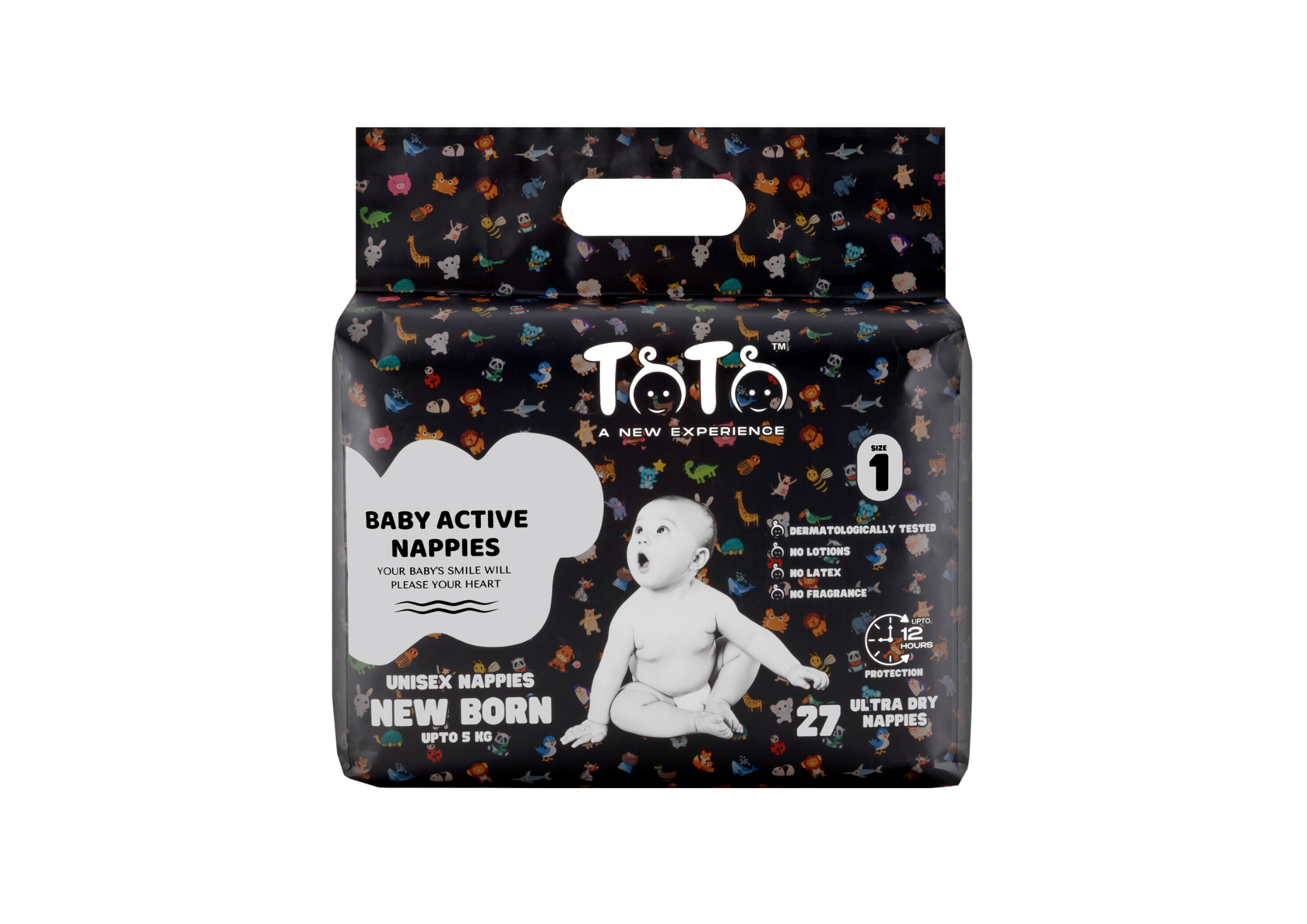 Toto Premium Nappies for Newborn - Size 1 - 27 Nappies - Upto 5kg