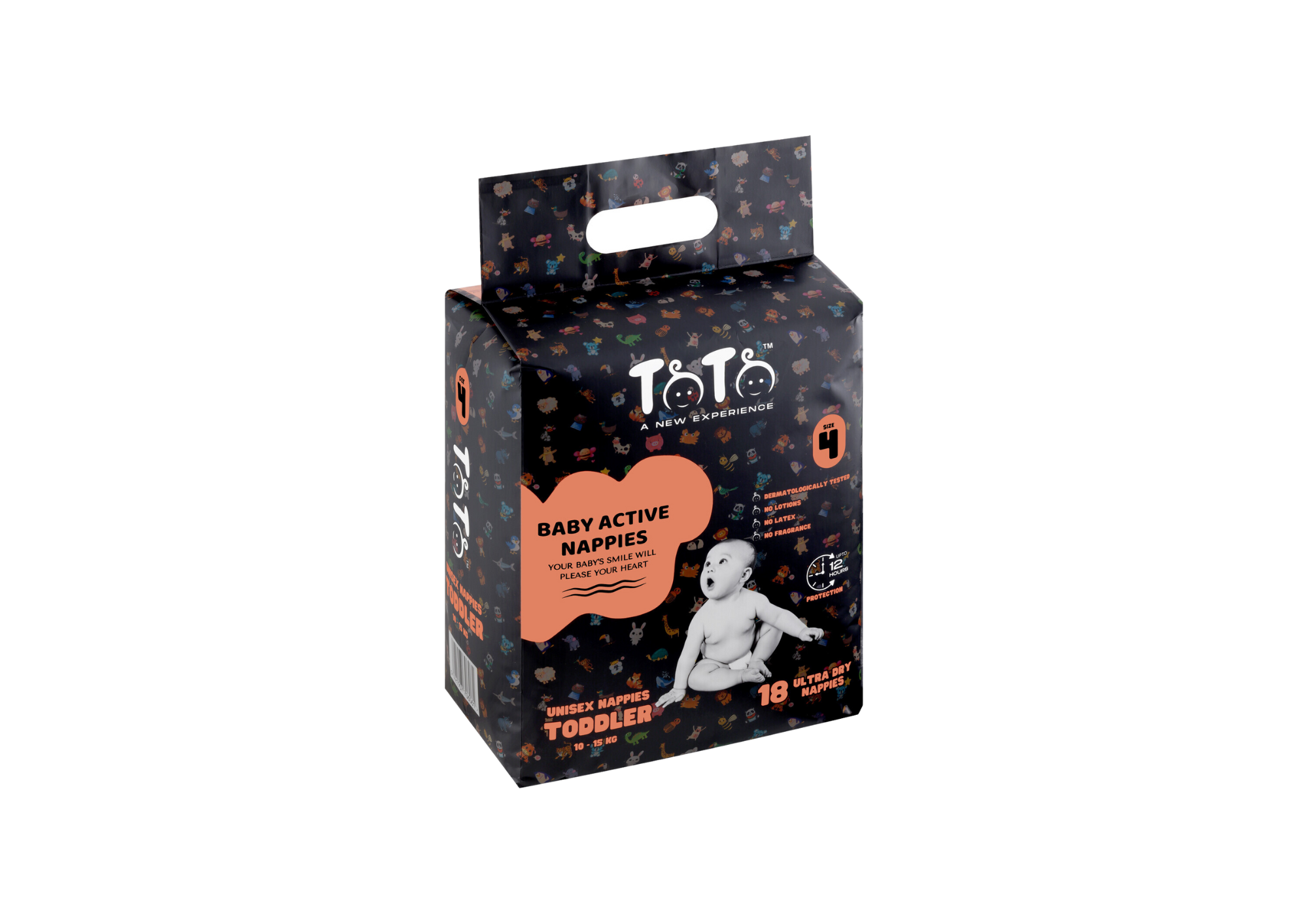 Toto Premium Nappies for Toddler - Size 4 - 18 Nappies - 10 to 15kg