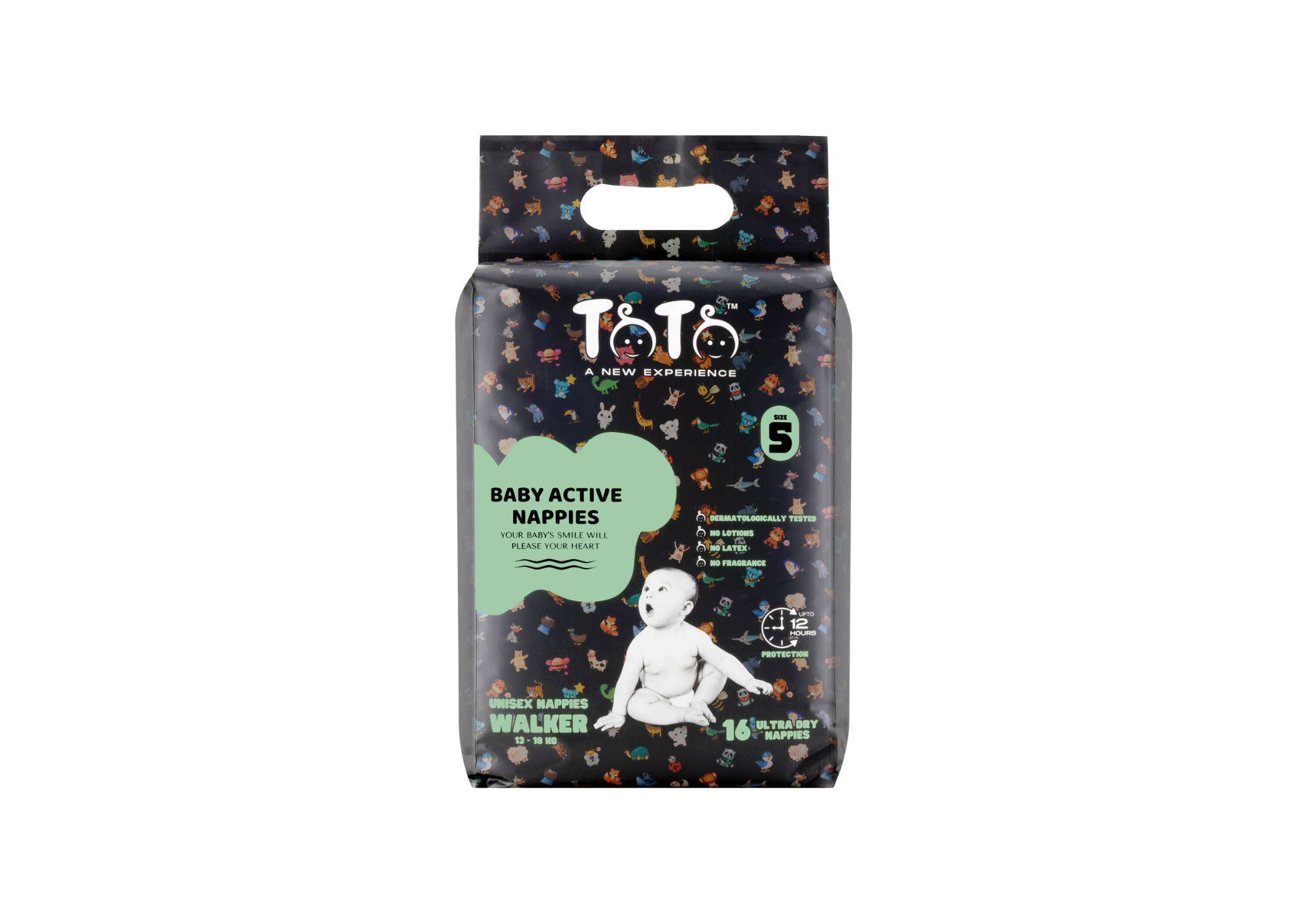 Toto Premium Nappies for Walker - Size 5 - 16 Nappies - 13 to 18kg