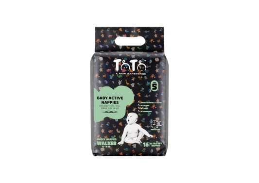 Toto Premium Nappies for Walker - Size 5 - 16 Nappies - 13 to 18kg
